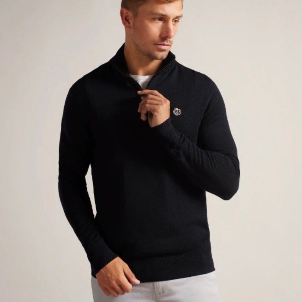 Ted Baker Tooting Merino Wool 1/4 Zip - NWOT